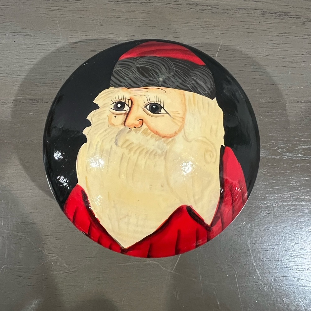 Handpainted Wooden Santa Trinket Box